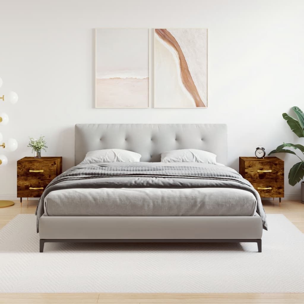 Nattbord 2 stk røkt eik 40x35x47,5 cm konstruert tre - SminkeBord.no