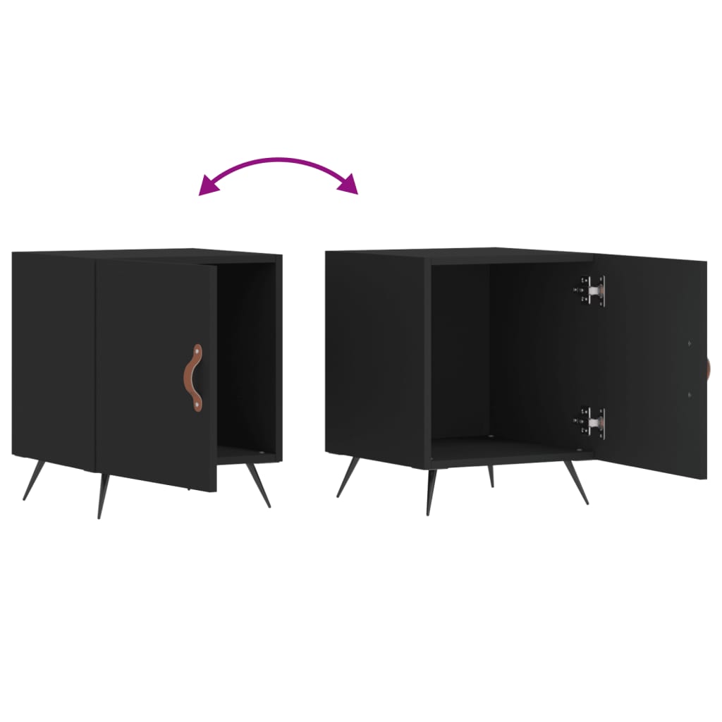 Nattbord 2 stk svart 40x40x50 cm konstruert tre - SminkeBord.no