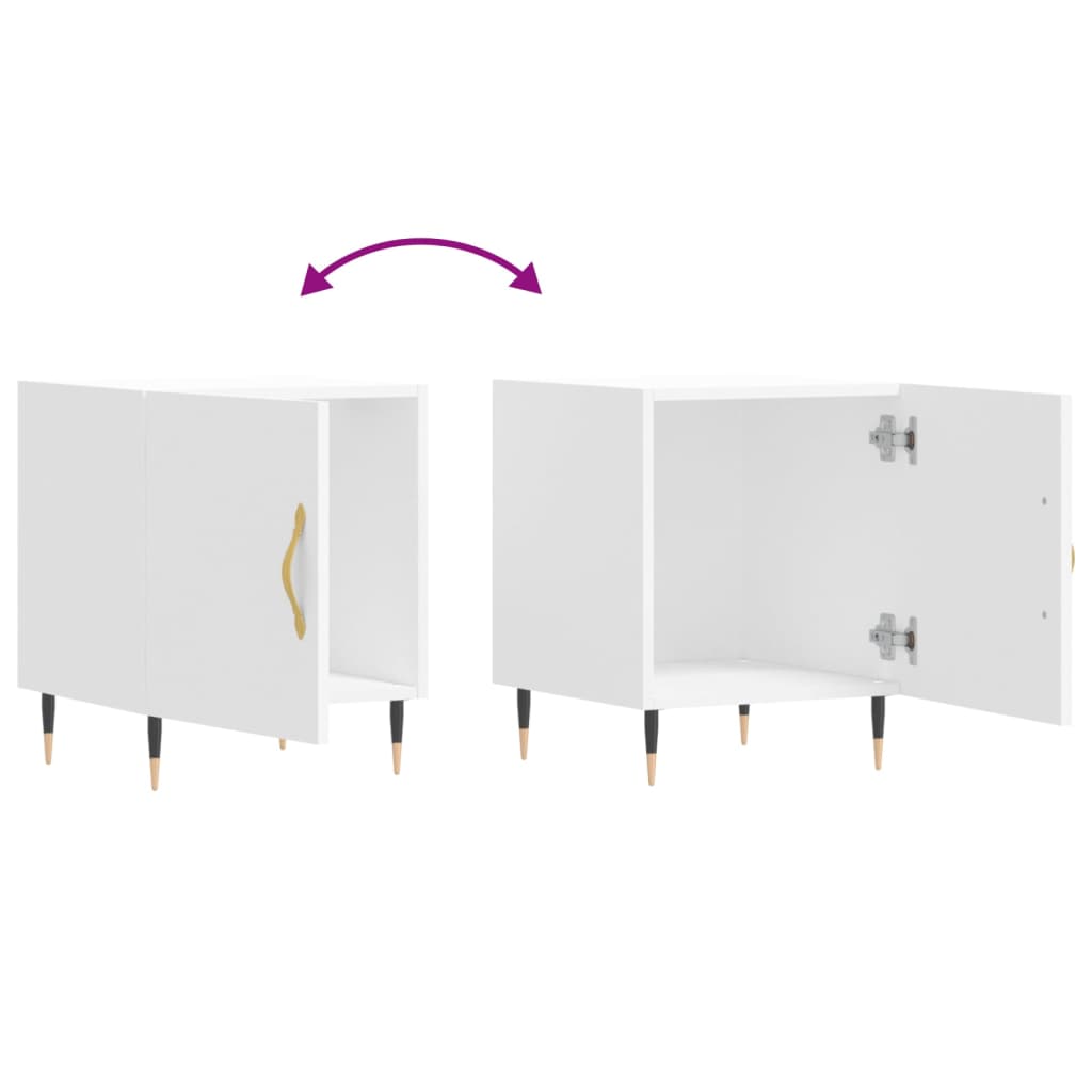Nattbord 2 stk hvit 40x40x50 cm konstruert tre - SminkeBord.no