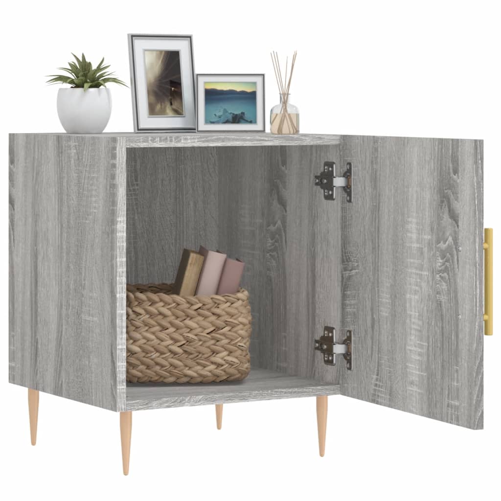 Nattbord 2 stk grå sonoma 40x40x50 cm konstruert tre - SminkeBord.no