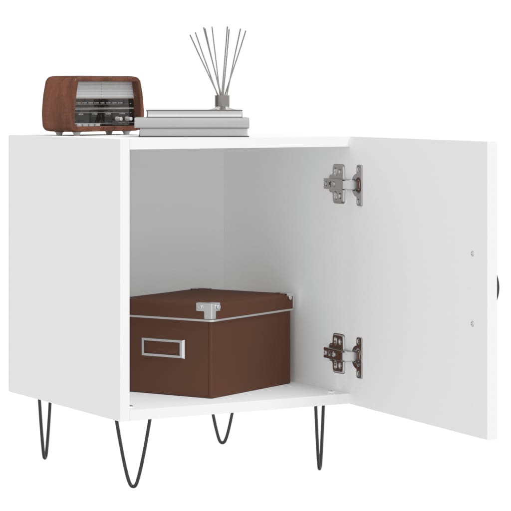 Nattbord 2 stk hvit 40x40x50 cm konstruert tre - SminkeBord.no