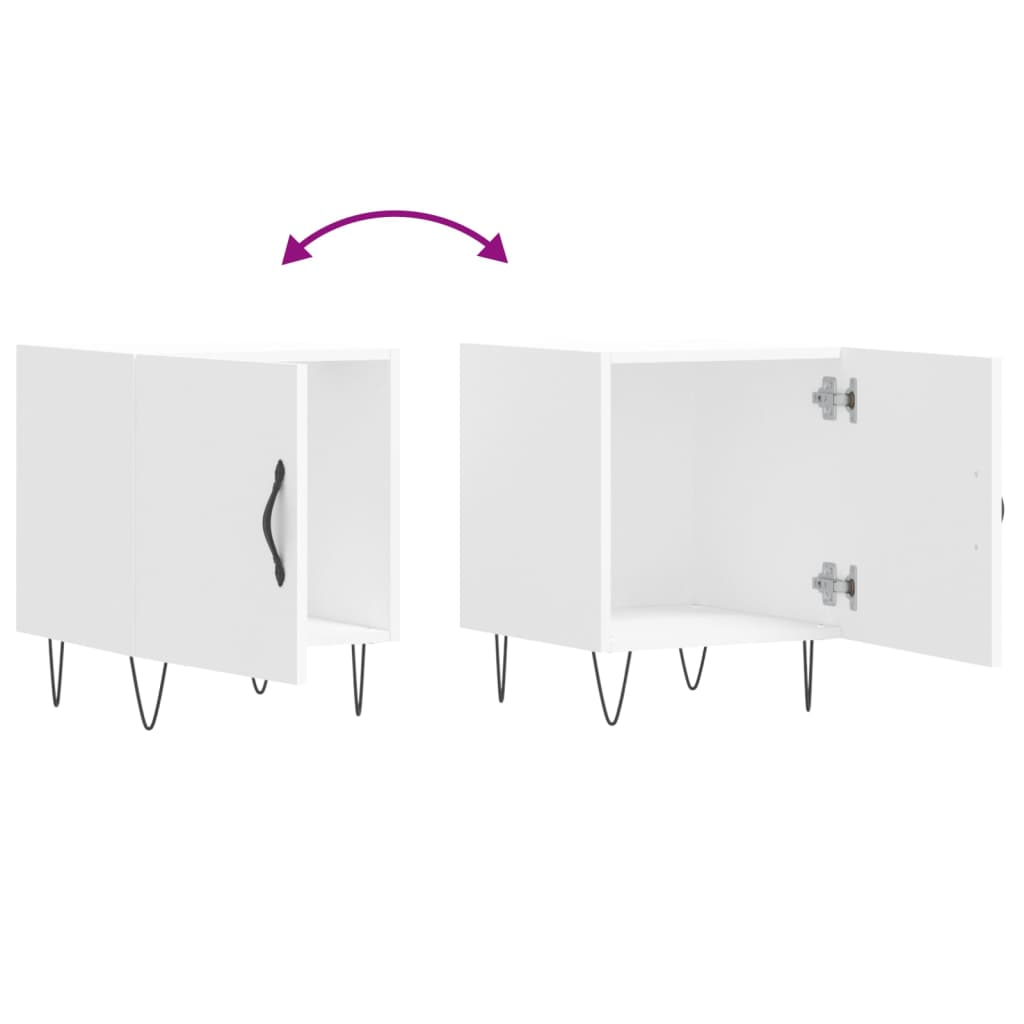 Nattbord 2 stk hvit 40x40x50 cm konstruert tre - SminkeBord.no
