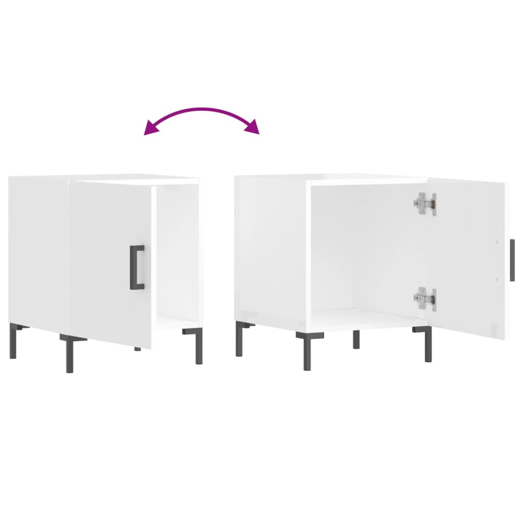 Nattbord 2 stk høyglans hvit 40x40x50 cm konstruert tre - SminkeBord.no
