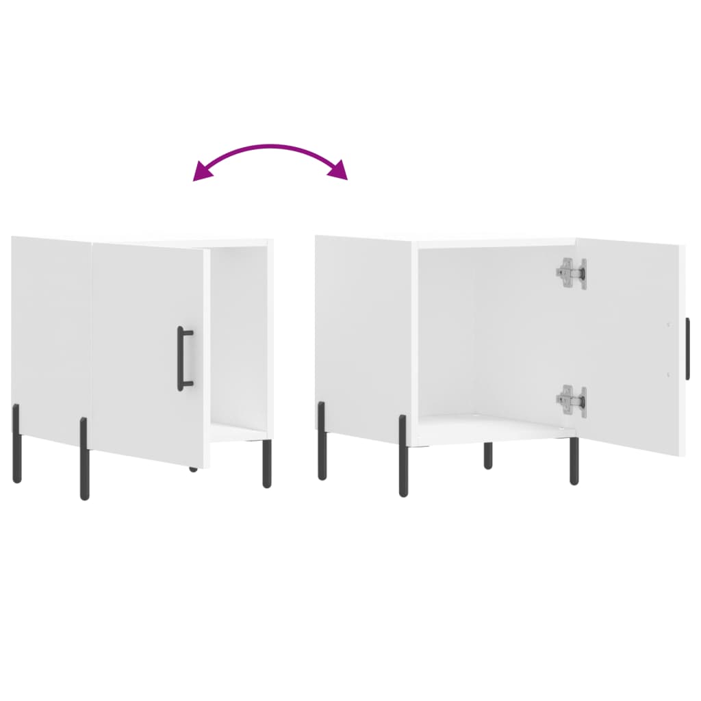 Nattbord 2 stk hvit 40x40x50 cm konstruert tre - SminkeBord.no