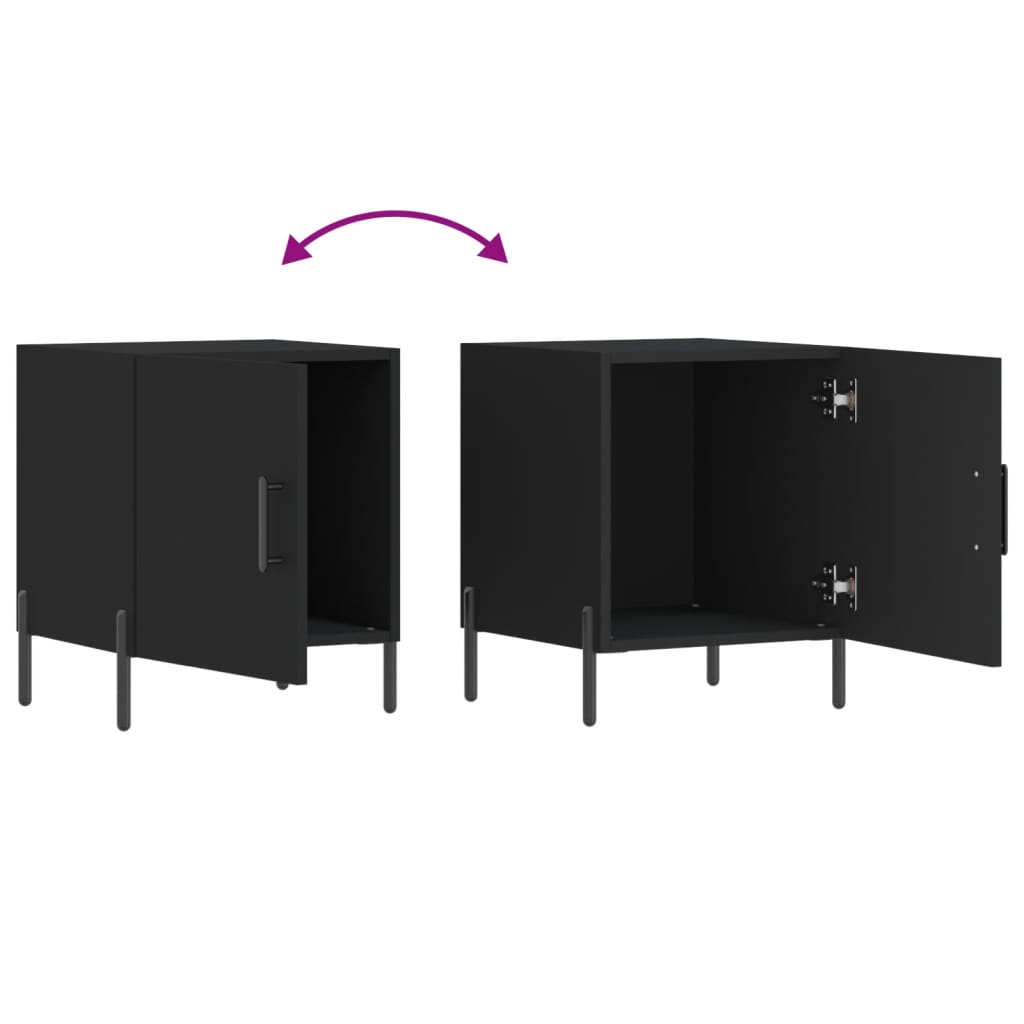 Nattbord 2 stk svart 40x40x50 cm konstruert tre - SminkeBord.no