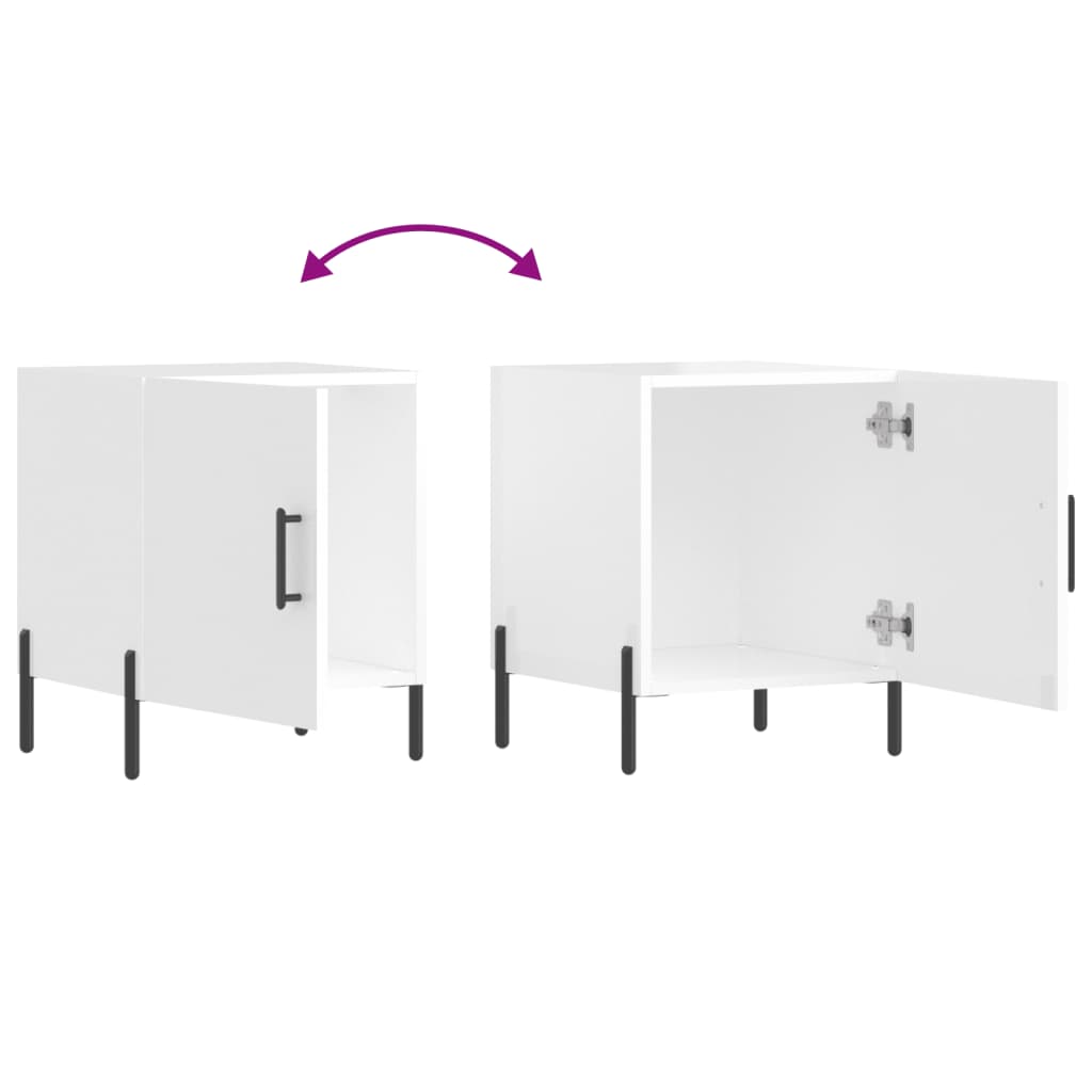 Nattbord 2 stk høyglans hvit 40x40x50 cm konstruert tre - SminkeBord.no