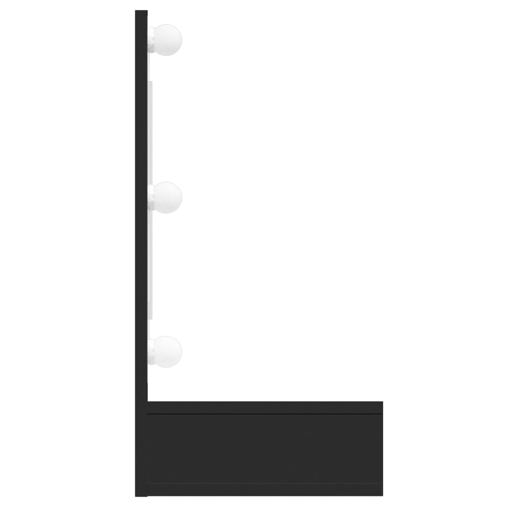 Speilskap med LED svart 90x31,5x62 cm