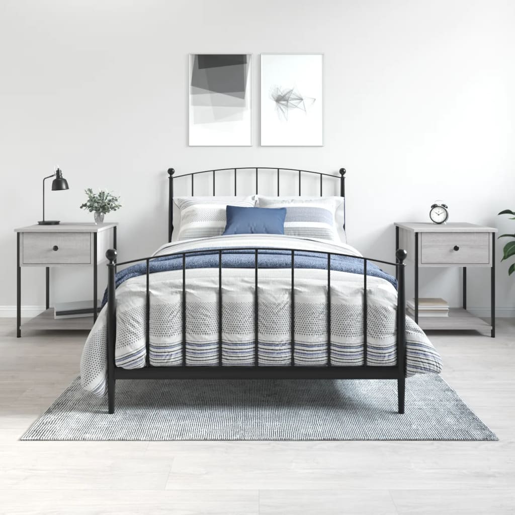 Nattbord 2 stk grå sonoma 44x45x58 cm konstruert tre - SminkeBord.no