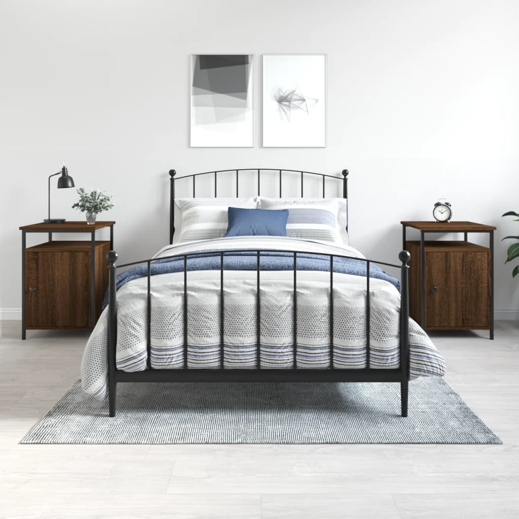 Nattbord 2 stk brun eik 40x42x60 cm konstruert tre - SminkeBord.no