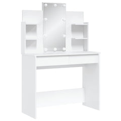 Sminkebord med LED hvit 96x40x142 cm