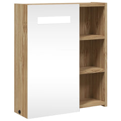 Baderomsspeilskap med LED-lys eik 45x13x52 cm