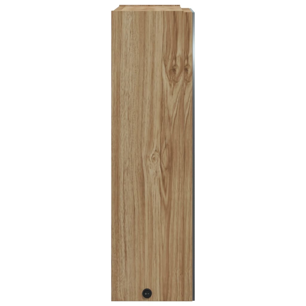 Baderomsspeilskap med LED-lys eik 45x13x52 cm