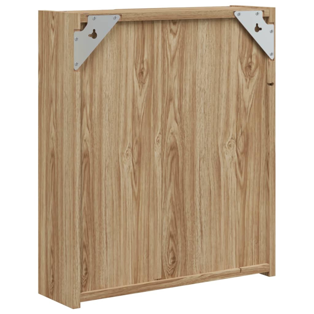 Baderomsspeilskap med LED-lys eik 45x13x52 cm
