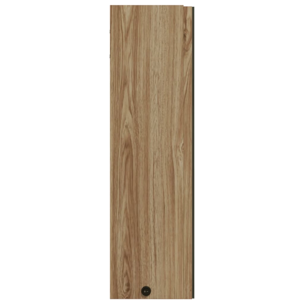 Baderomsspeilskap med LED-lys eik 60x13x52 cm