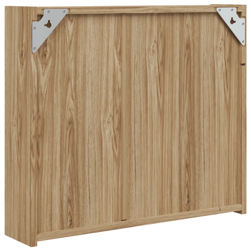 Baderomsspeilskap med LED-lys eik 60x13x52 cm
