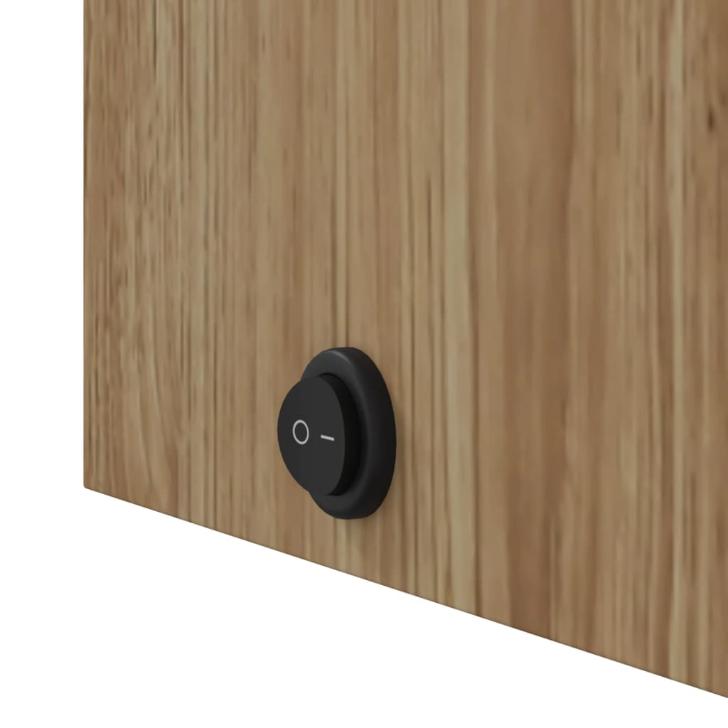 Baderomsspeilskap med LED-lys eik 60x13x52 cm