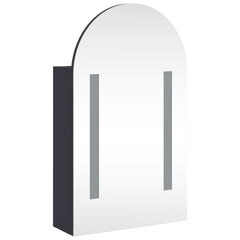Baderomsspeilskap med LED-lys buet grå 42x13x70 cm
