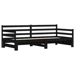 Uttrekkbar dagseng svart 90x200 cm heltre furu