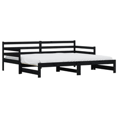 Uttrekkbar dagseng svart 80x200 cm heltre furu