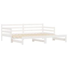 Uttrekkbar dagseng hvit 90x190 cm heltre furu