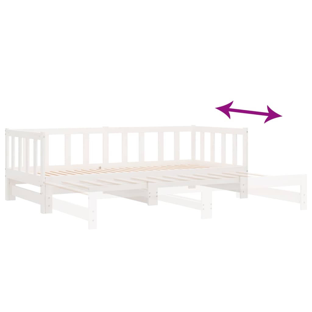 Uttrekkbar dagseng hvit 90x200 cm heltre furu