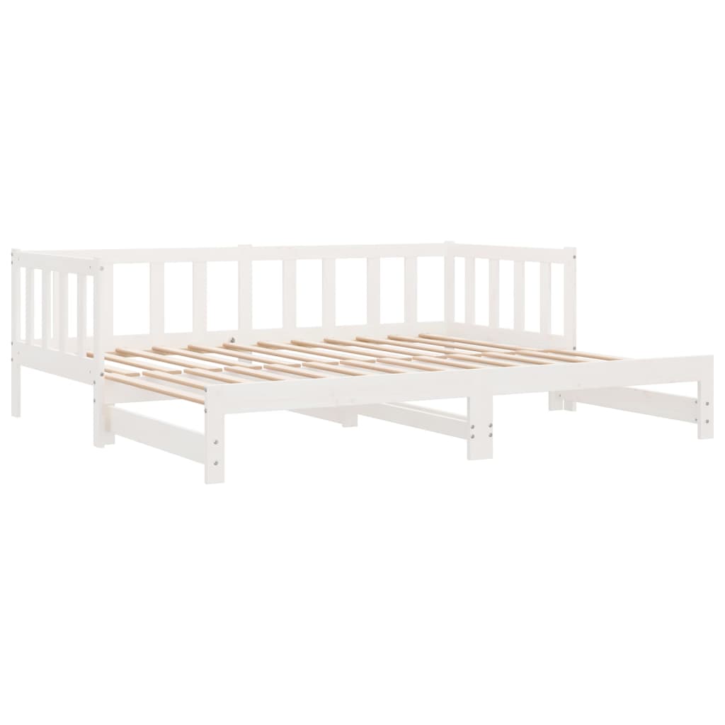 Uttrekkbar dagseng hvit 90x200 cm heltre furu
