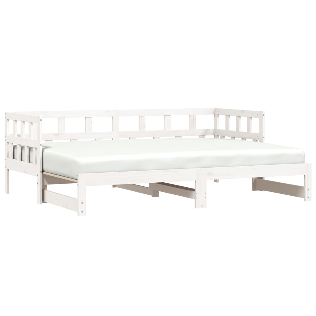 Uttrekkbar dagseng hvit 90x190 cm heltre furu