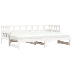 Uttrekkbar dagseng hvit 90x190 cm heltre furu
