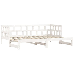 Uttrekkbar dagseng hvit 90x190 cm heltre furu