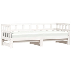 Uttrekkbar dagseng hvit 90x190 cm heltre furu