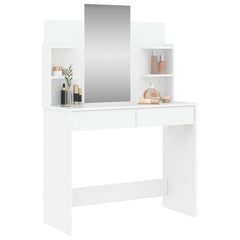 Sminkebord med speil hvit 96x39x142 cm