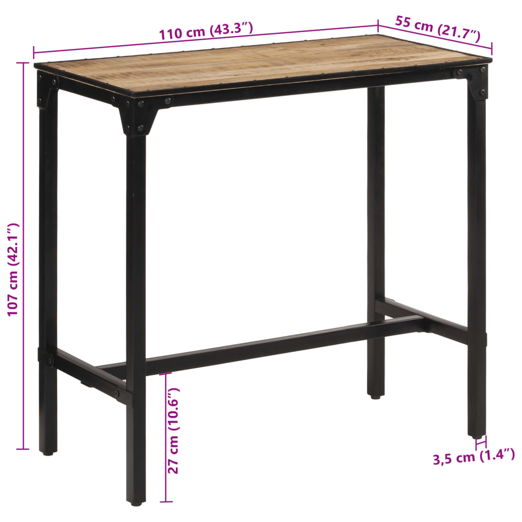 Barbord 110x55x107 cm grovt heltre mangotre
