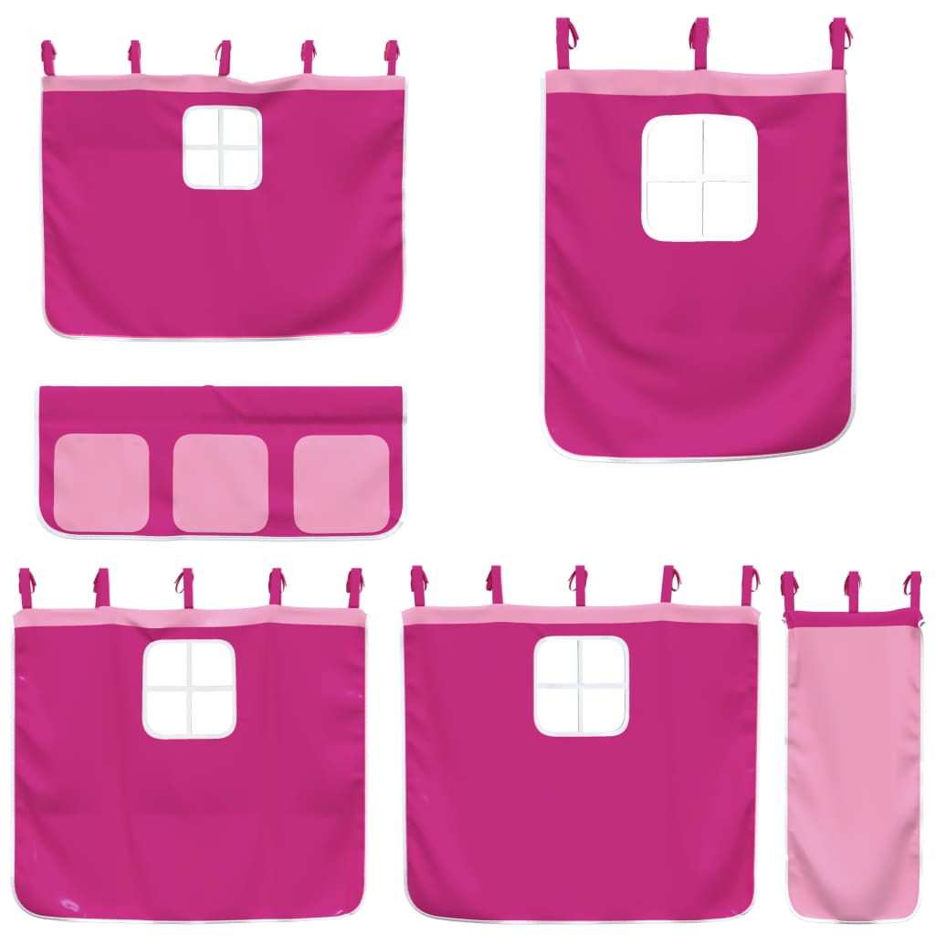 Køyeseng for barn med gardiner rosa 80x200 cm heltre furu