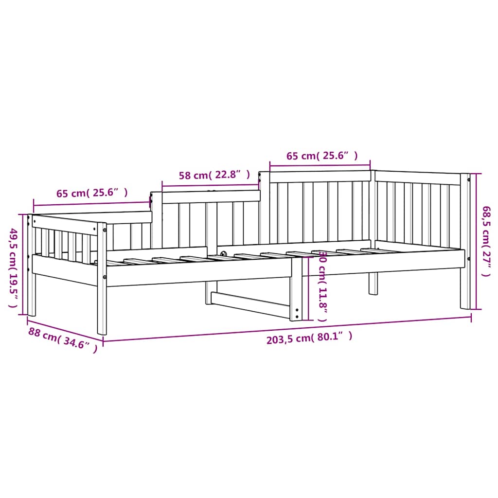 Dagseng uten madrass 80x200 cm heltre furu
