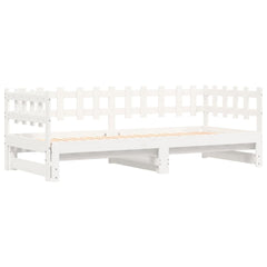 Uttrekkbar dagseng hvit 2x(90x190) cm heltre furu