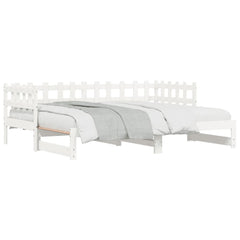 Uttrekkbar dagseng hvit 2x(90x190) cm heltre furu