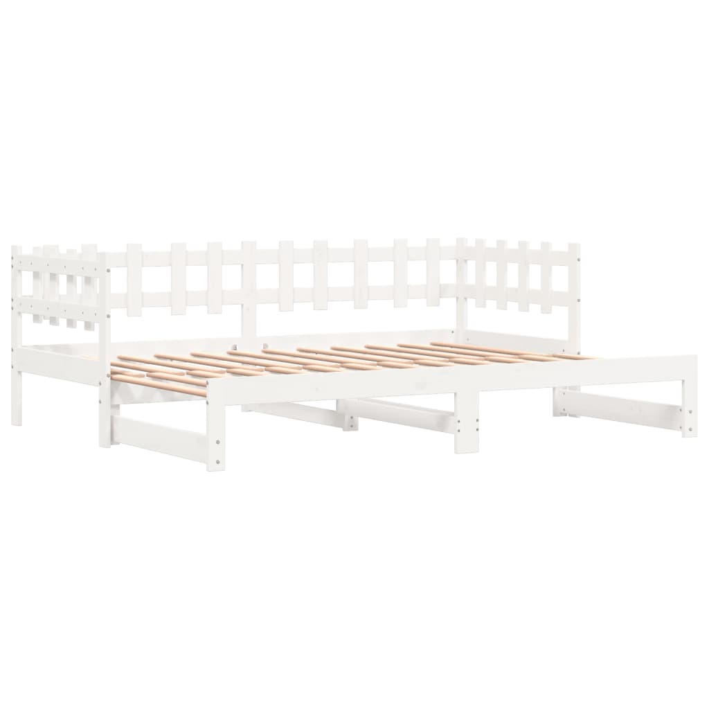 Uttrekkbar dagseng hvit 2x(90x190) cm heltre furu