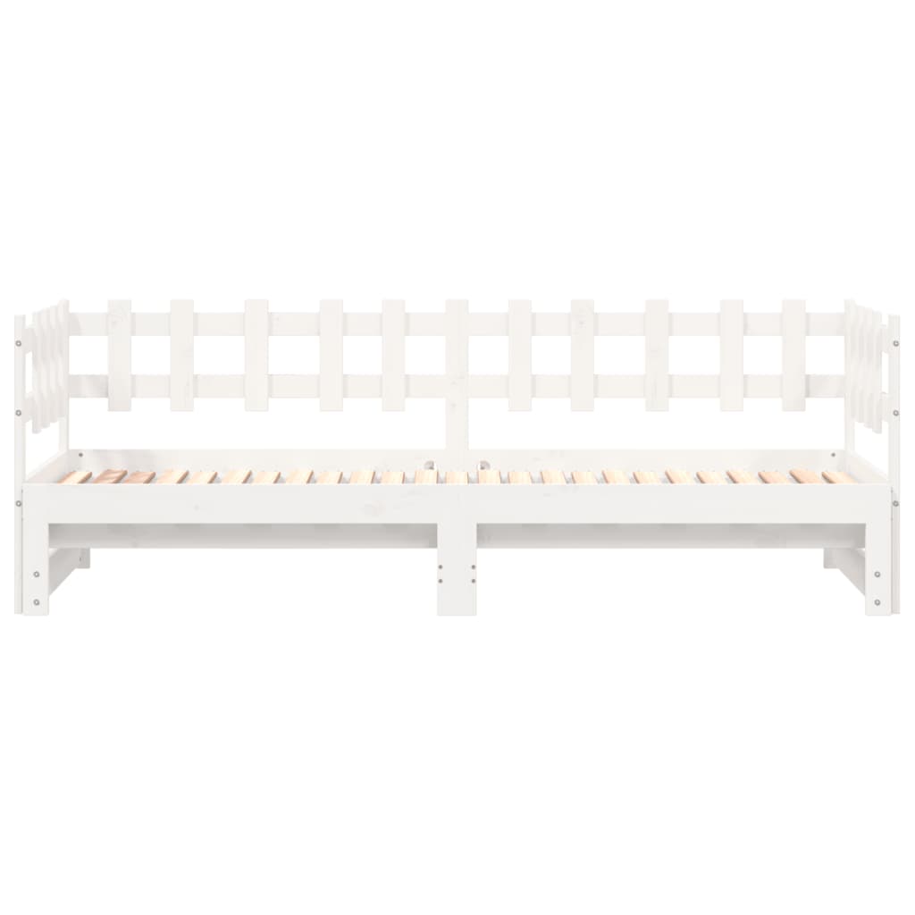 Uttrekkbar dagseng hvit 2x(90x190) cm heltre furu
