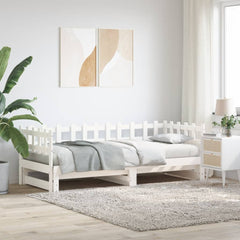 Uttrekkbar dagseng hvit 2x(90x190) cm heltre furu