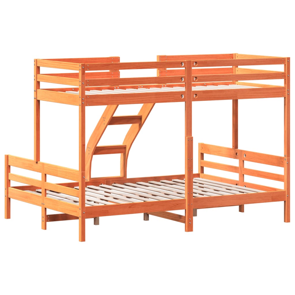 Køyeseng 90x200/140x200 cm voksbrun heltre furu