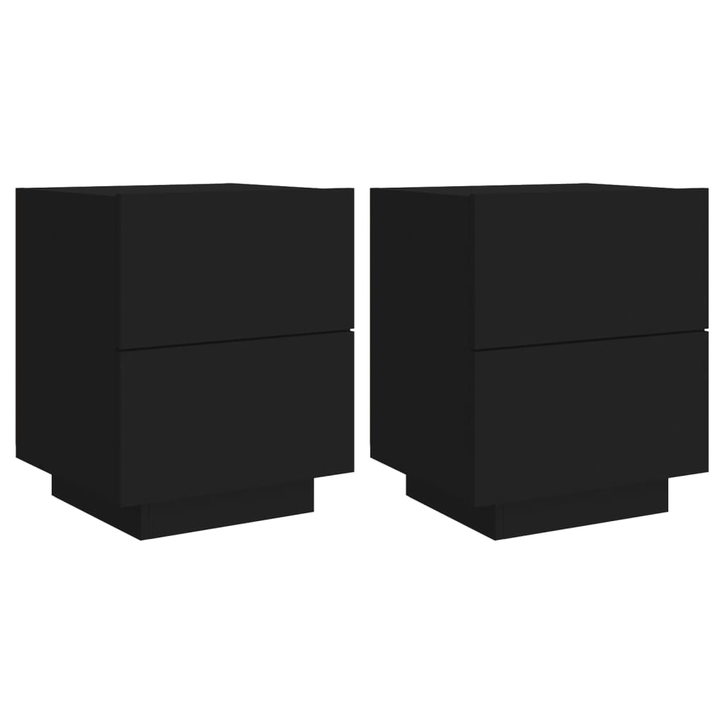 Nattbord med LED 2 stk svart konstruert tre - SminkeBord.no