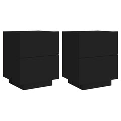 Nattbord med LED 2 stk svart konstruert tre - SminkeBord.no