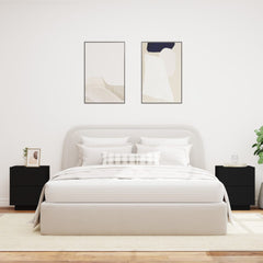 Nattbord med LED 2 stk svart konstruert tre - SminkeBord.no