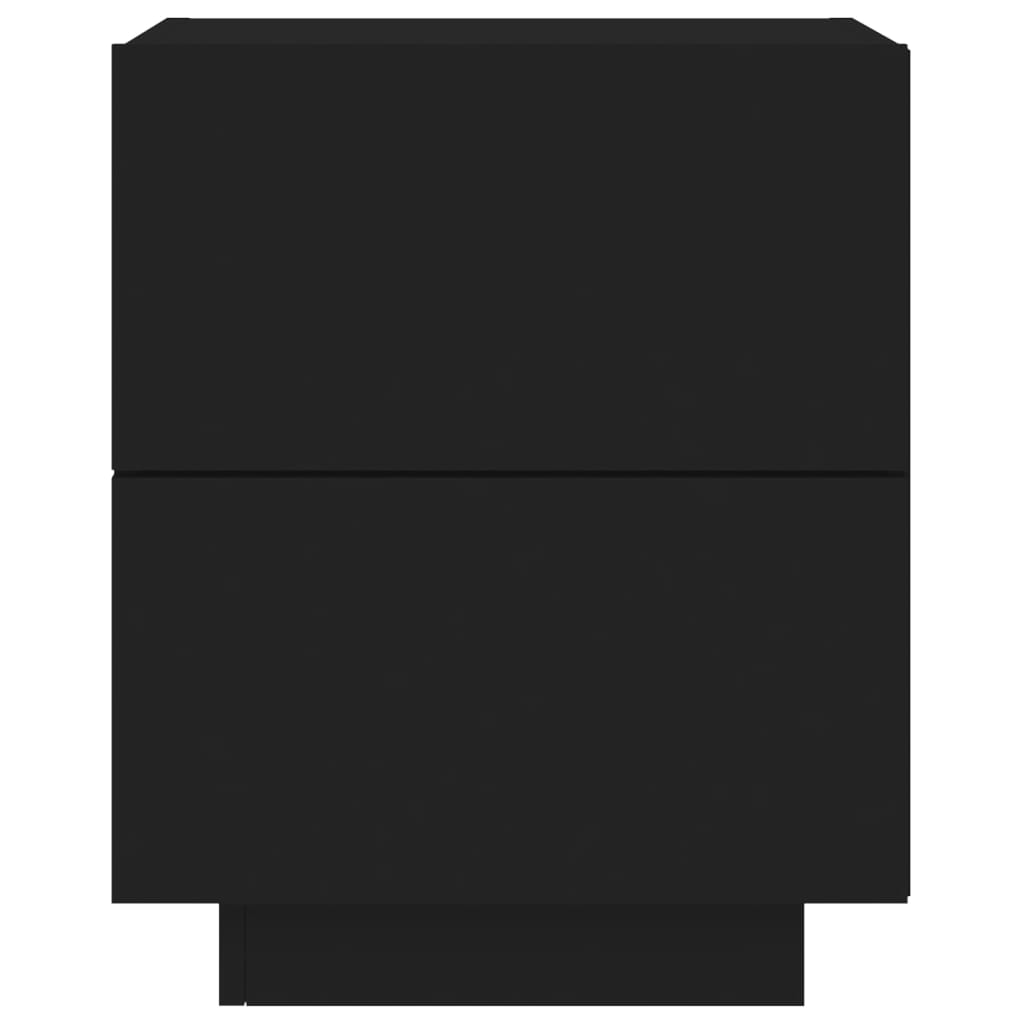 Nattbord med LED 2 stk svart konstruert tre - SminkeBord.no