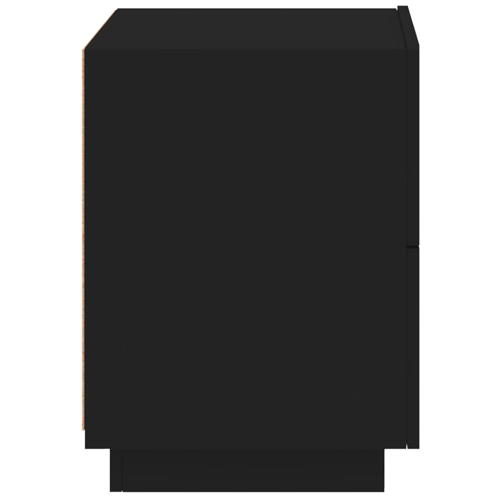 Nattbord med LED 2 stk svart konstruert tre - SminkeBord.no