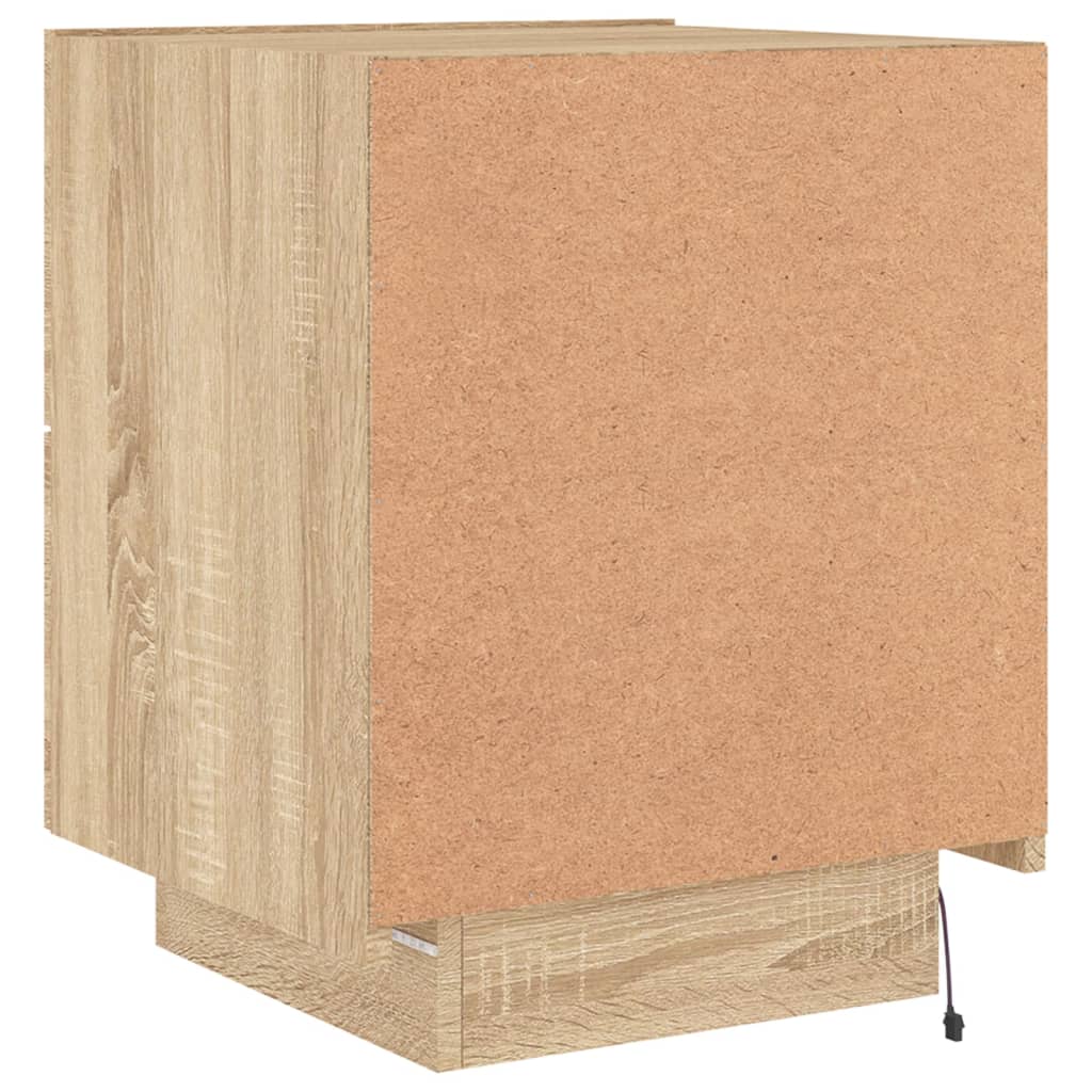 Nattbord med LED 2 stk sonoma eik konstruert tre - SminkeBord.no