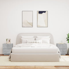 Nattbord med LED 2 stk betonggrå konstruert tre - SminkeBord.no