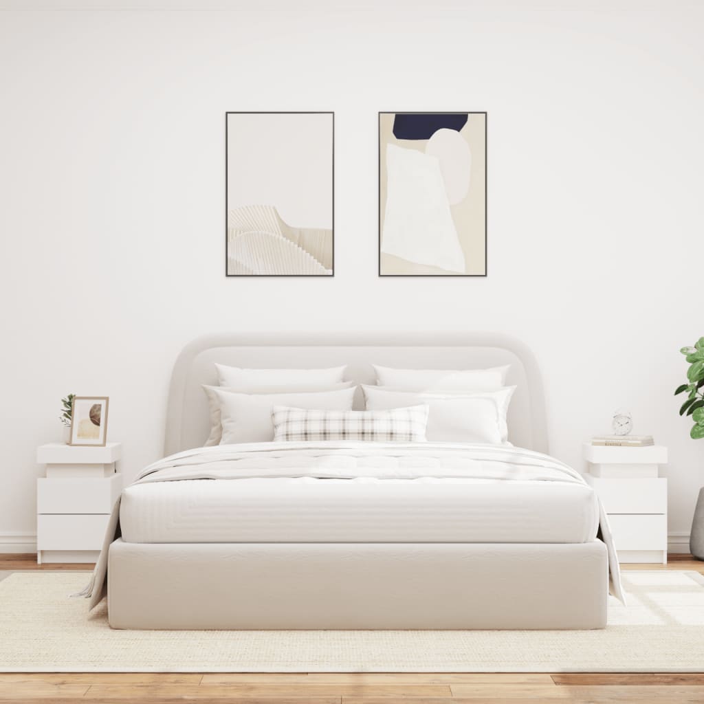 Nattbord med LED 2 stk hvit 35x39x55 cm - SminkeBord.no