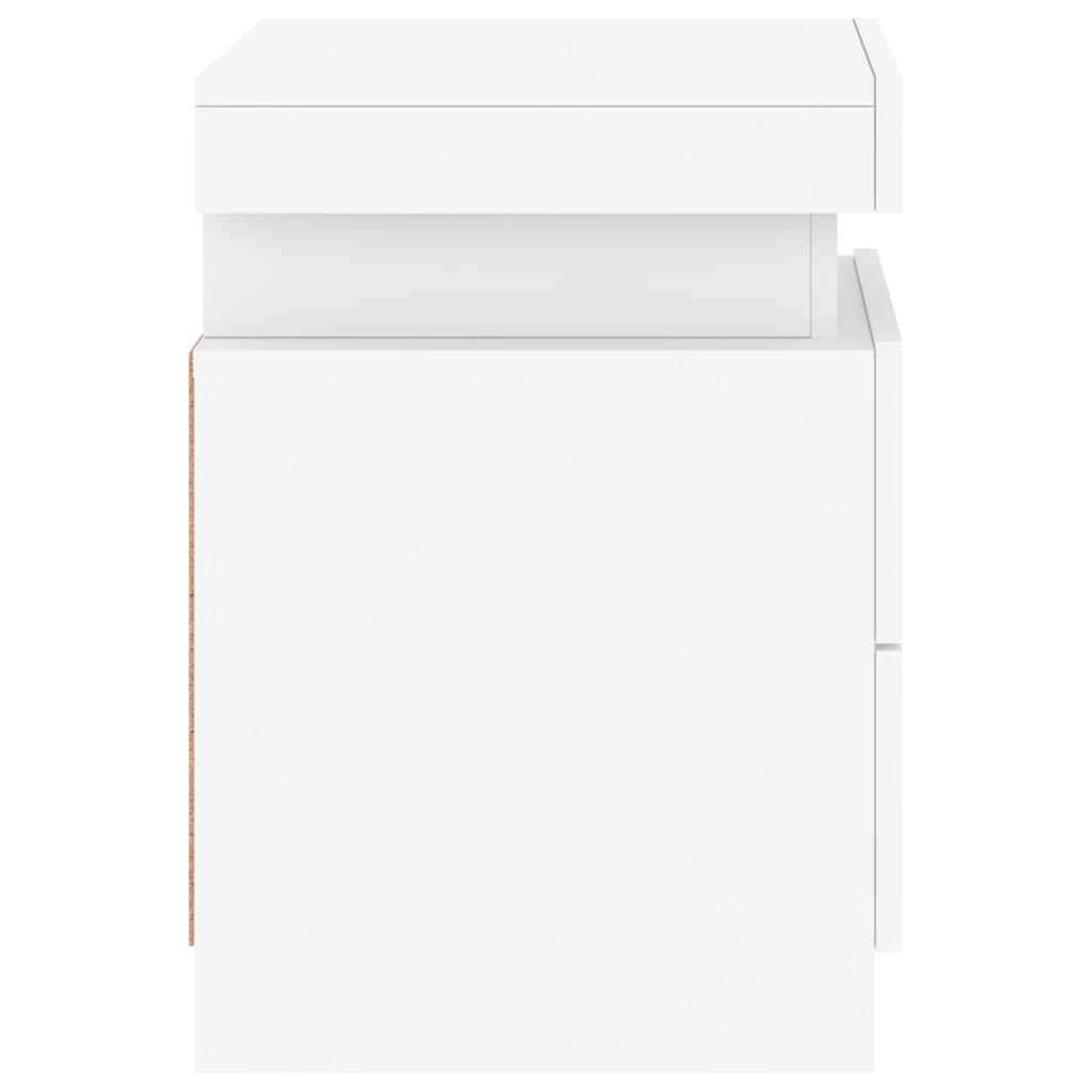 Nattbord med LED 2 stk hvit 35x39x55 cm - SminkeBord.no