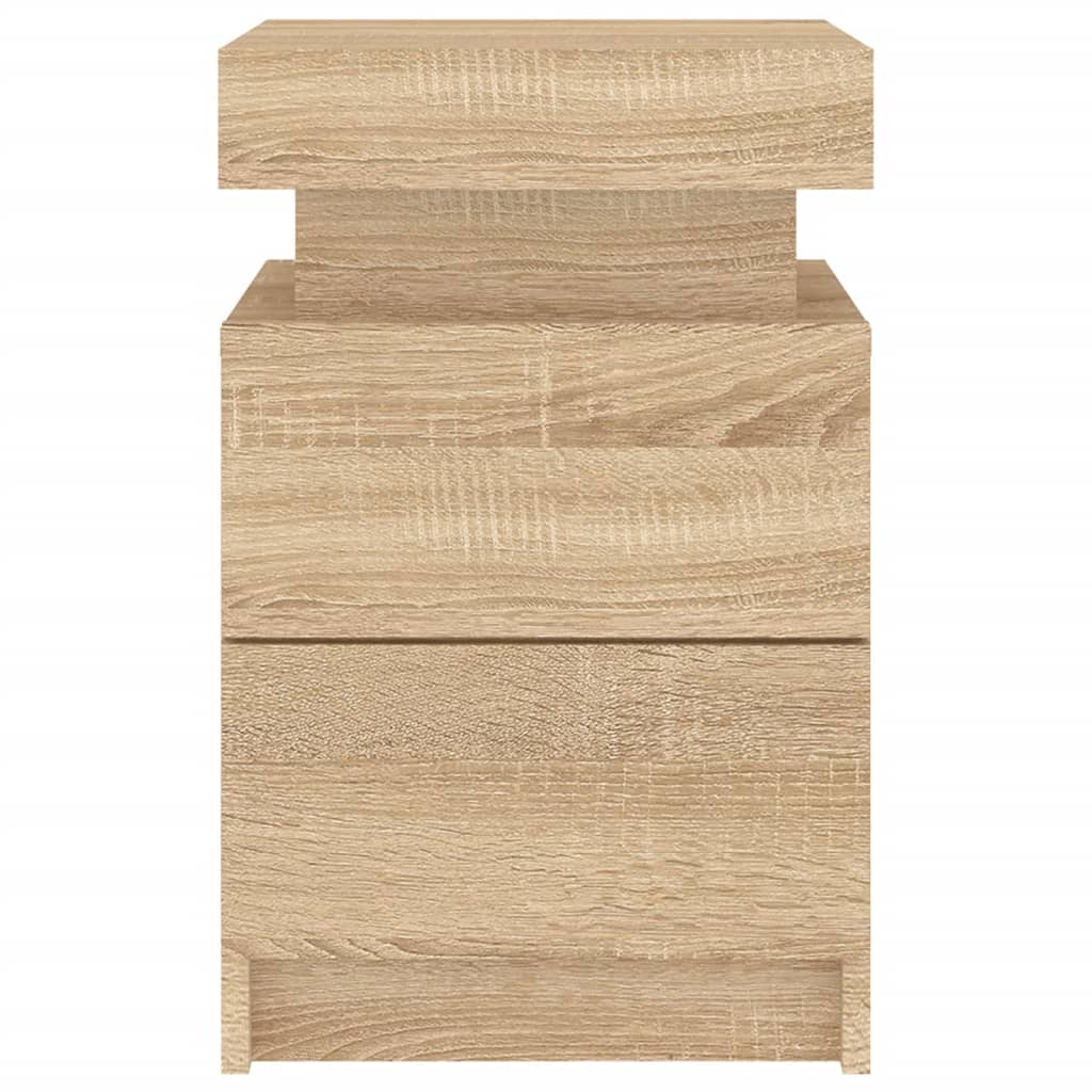 Nattbord med LED 2 stk sonoma eik 35x39x55 cm - SminkeBord.no